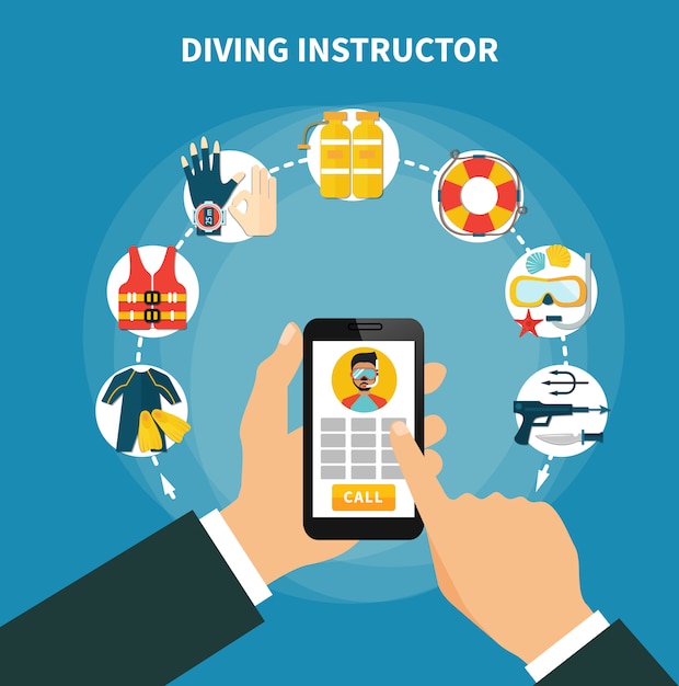 Composición del instructor de buceo