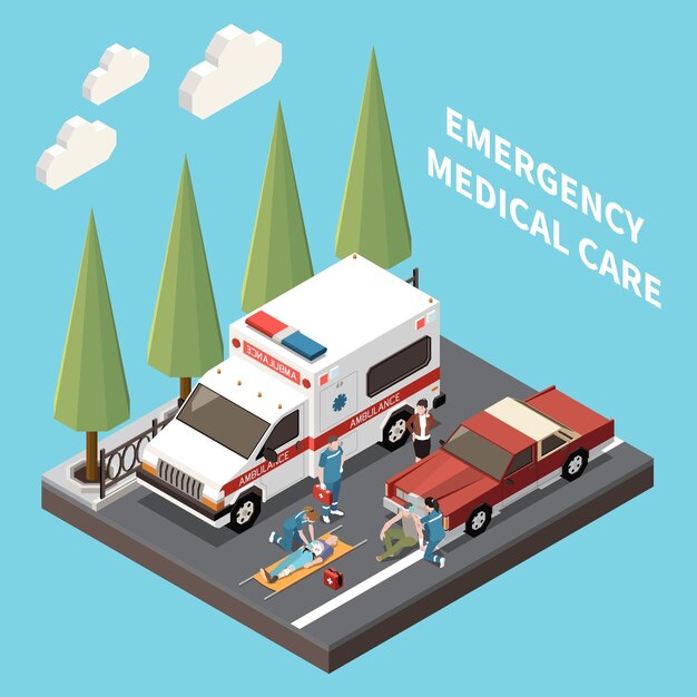 Composición isométrica de atención médica de emergencia