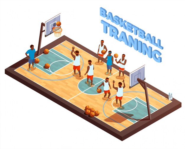 Composición isométrica de baloncesto de entrenamiento