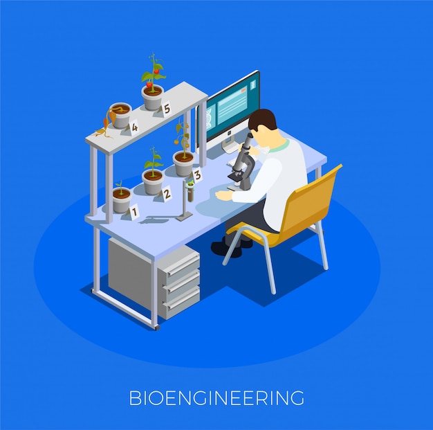 Vector gratuito composición isométrica de bioingeniería de ogm