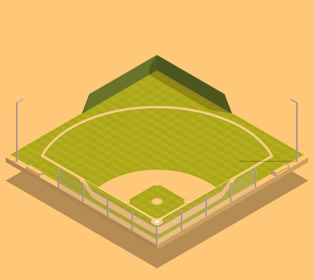 Vector gratuito composición isométrica del campo de béisbol