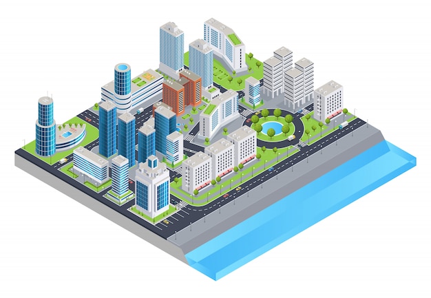 Composición isométrica de la ciudad