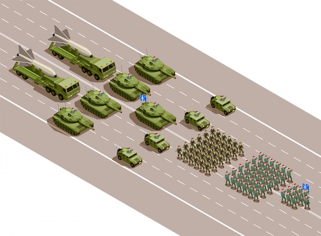 Composición isométrica del desfile militar