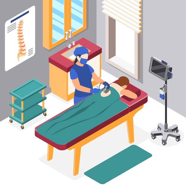 Composición isométrica del día mundial del cáncer con símbolos de examen de salud y tratamiento médico