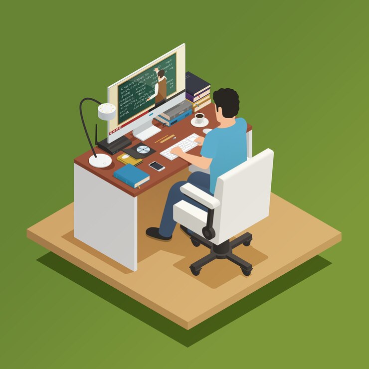 Vector gratuito composición isométrica de e-learning