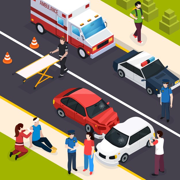 Composición isométrica del equipo de emergencia