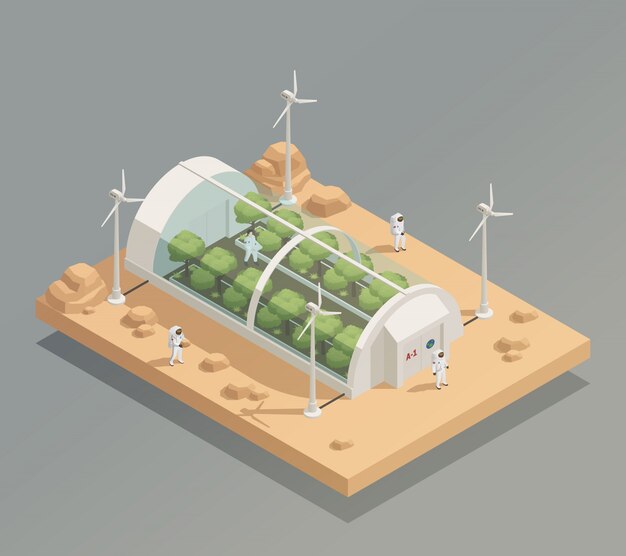 Composición isométrica de la instalación de espacio verde