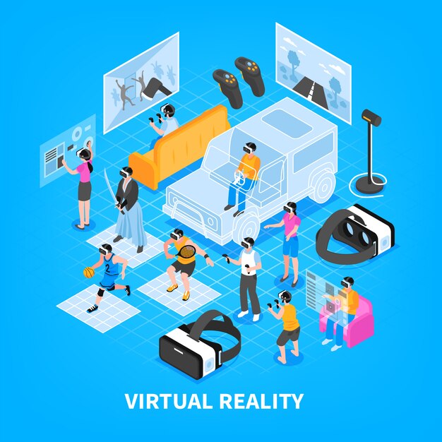 Composición isométrica de realidad virtual