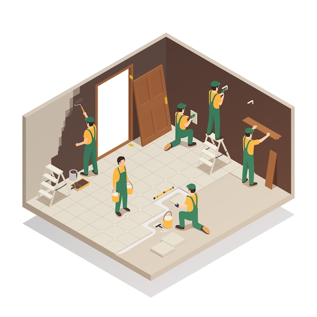 Composición isométrica de renovación del hogar