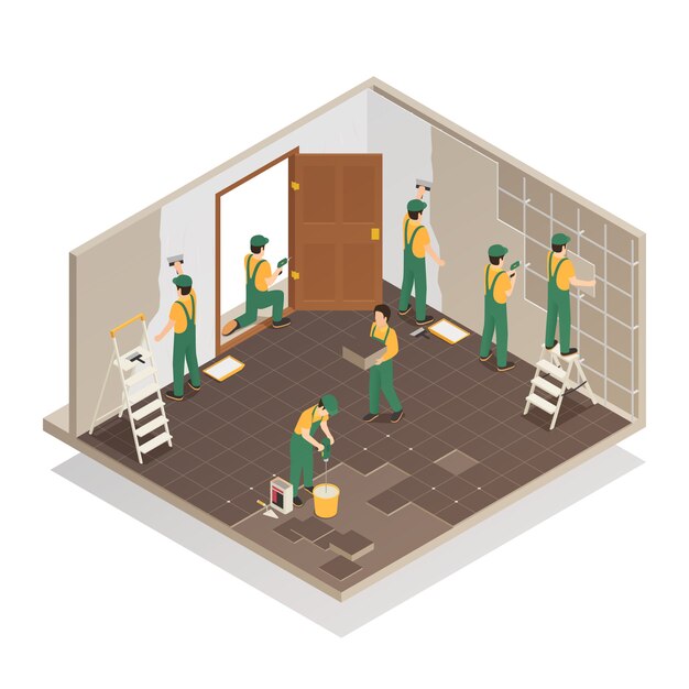 Composición isométrica de renovación del hogar