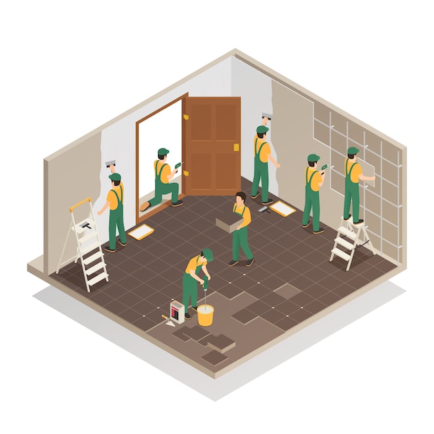 Composición isométrica de renovación del hogar