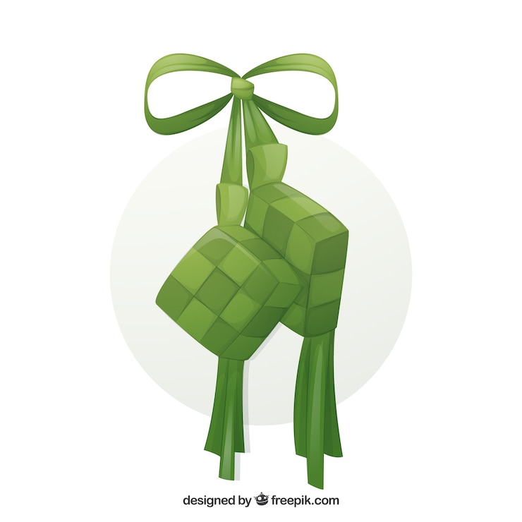 Vector gratuito composición de ketupat tradicional con diseño plano