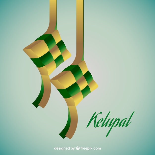 Vector gratuito composición de ketupat tradicional realista