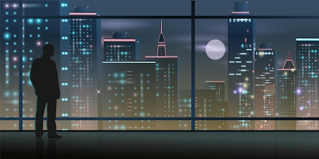 Vector gratuito composición de look de ciudad nocturna