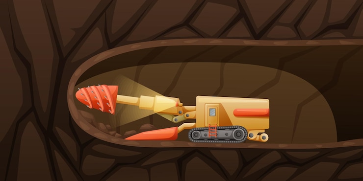 Vector gratuito composición de la mina de la máquina perforadora