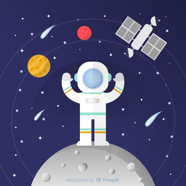 Composición moderna de astronauta con diseño plano