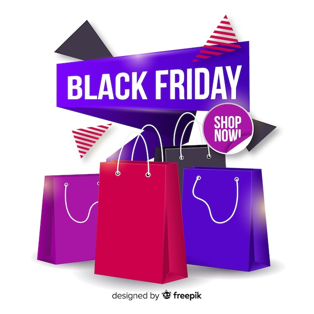 Vector gratuito composición moderna de black friday con diseño realista