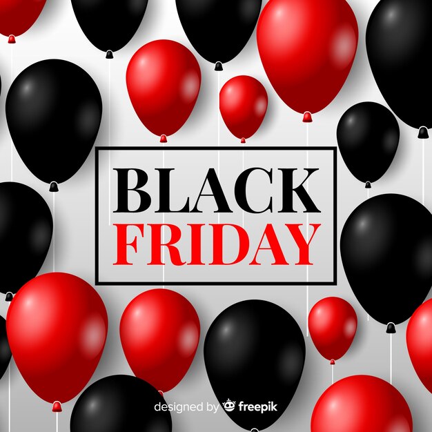 Composición moderna de black friday con globos realistas