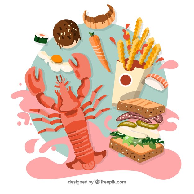 Composición moderna de comida rápida