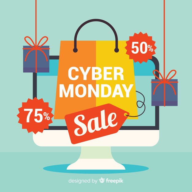 Composición moderna de cyber monday con diseño plano