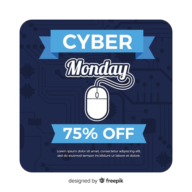 Vector gratuito composición moderna de cyber monday con diseño plano