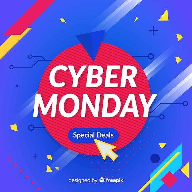 Composición moderna de cyber monday con diseño plano