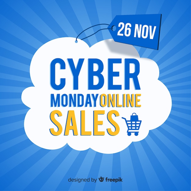 Vector gratuito composición moderna de cyber monday con diseño plano