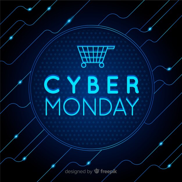 Composición moderna de cyber monday con diseño plano