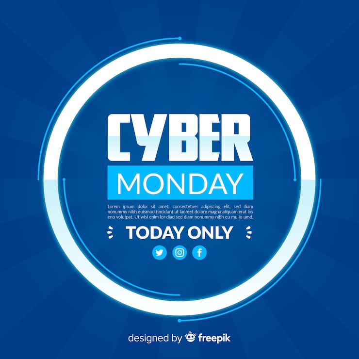 Vector gratuito composición moderna de cyber monday con diseño plano