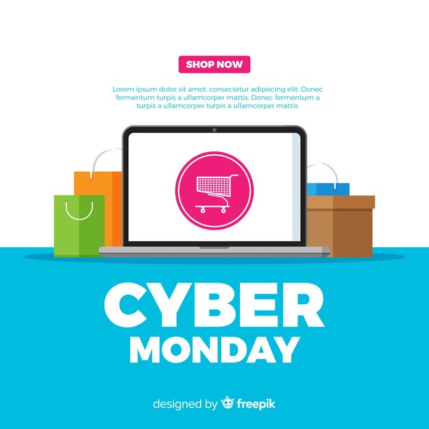 Composición moderna de cyber monday con diseño plano