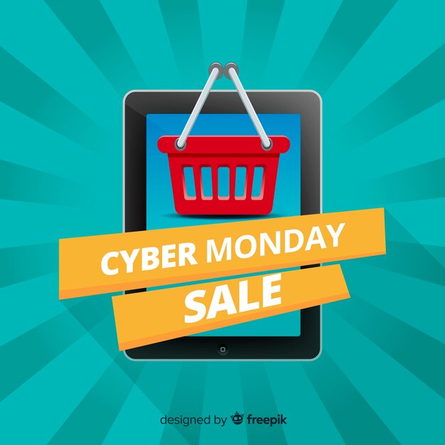 Composición moderna de cyber monday con diseño plano