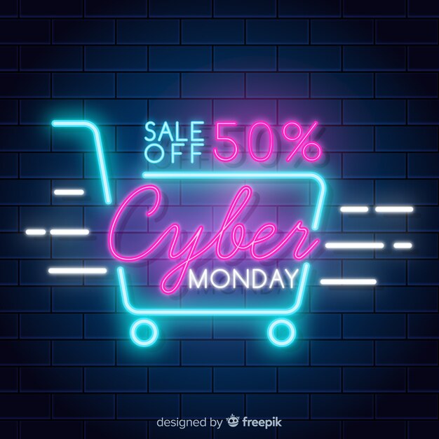 Composición moderna de cyber monday con estilo de neón