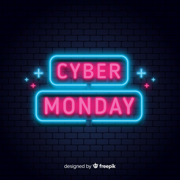 Composición moderna de cyber monday con estilo de neón