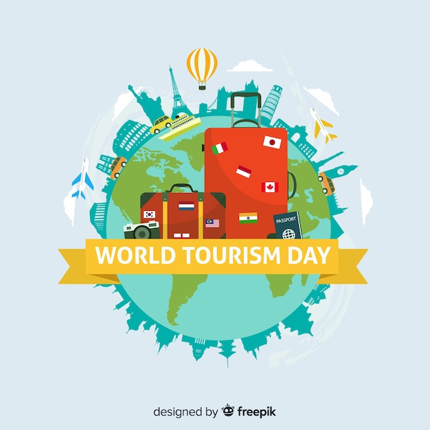 Composición moderna del día mundial del turismo con diseño plano