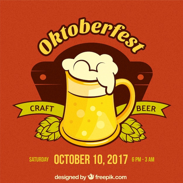 Vector gratuito composición moderna para el oktoberfest con jarra de cerveza