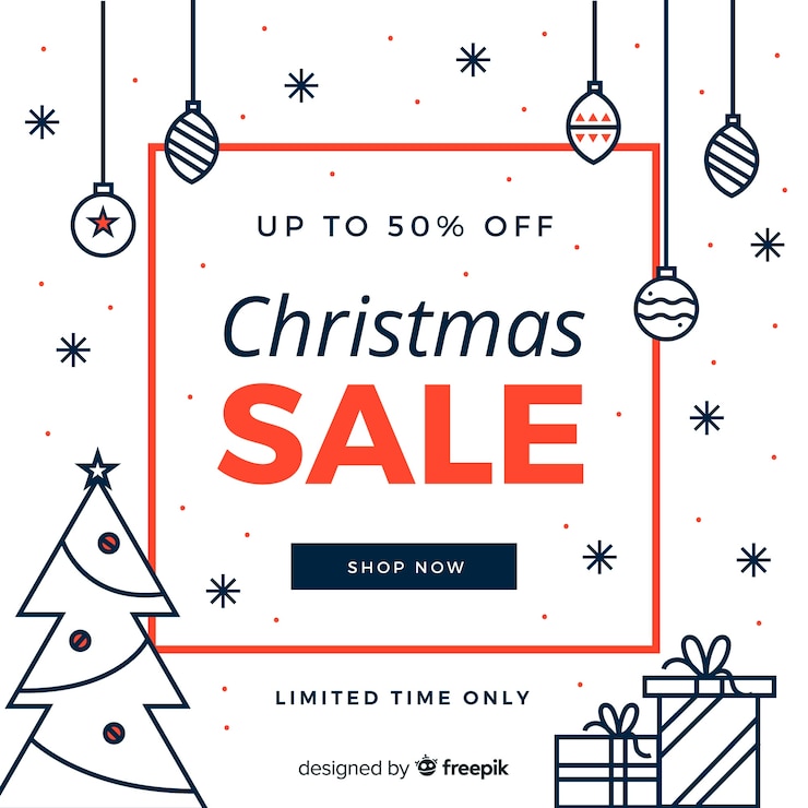 Vector gratuito composición moderna de rebajas de navidad
