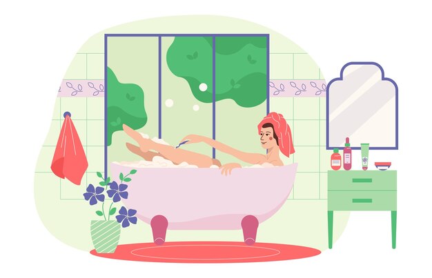 Composición de mujer de tina de baño