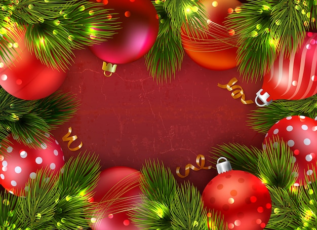 Composición navideña con aguja decorativa de abeto