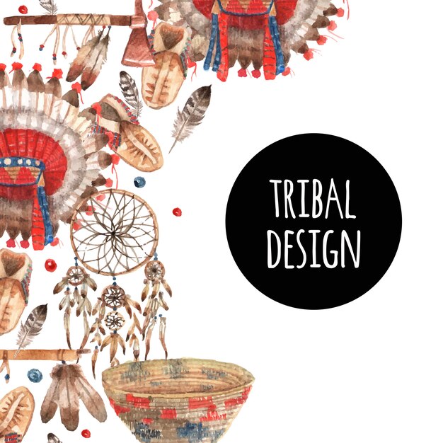 Composición ornamental de objetos simbólicos nativos americanos