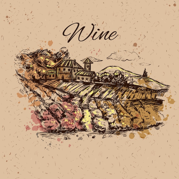 Composición del paisaje de viñedo