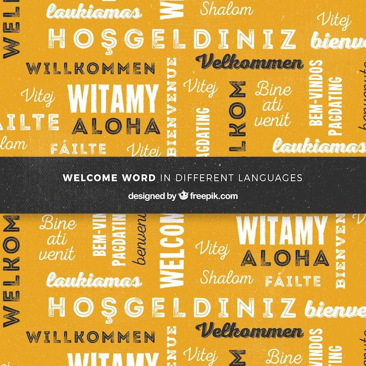 Vector gratuito composición palabra bienvenido en distintos idiomas