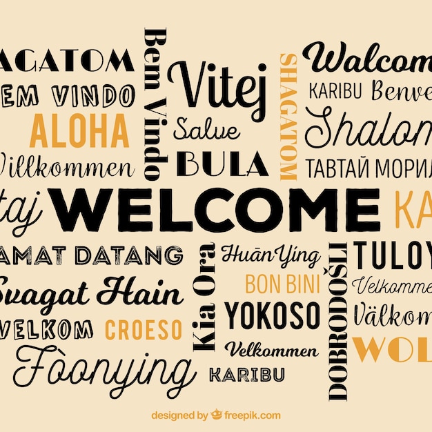 Composición de palabra bienvenidos en distintos idiomas