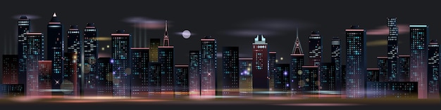Composición del panorama de la ciudad de noche
