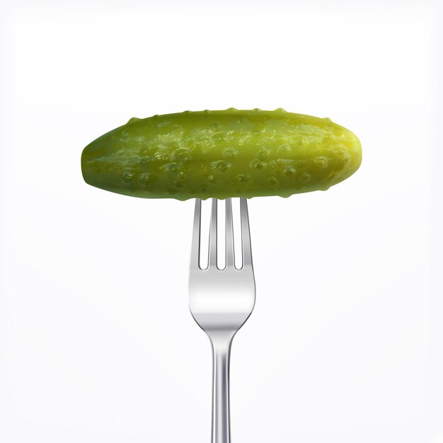 Composición de pepino en tenedor