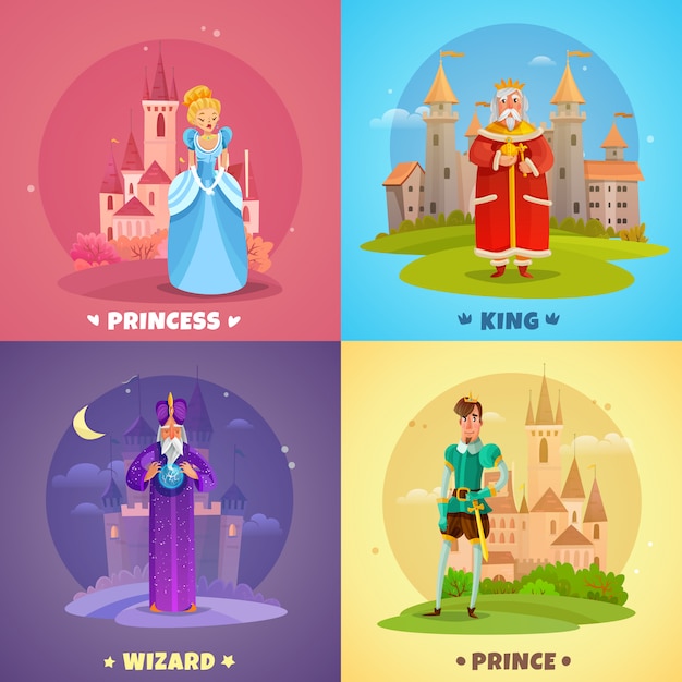 Vector gratuito composición de personajes de cuento de hadas