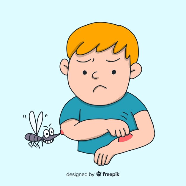 Composición de picadura de mosquito dibujada a mano