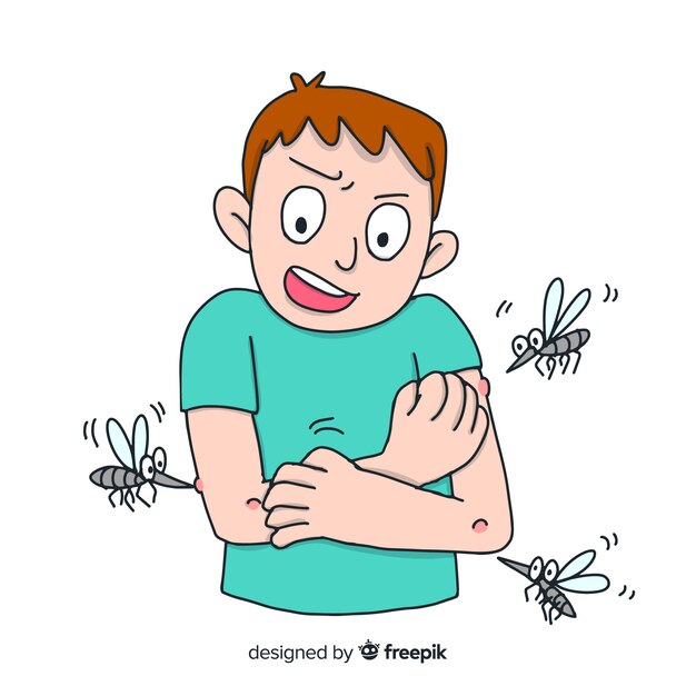 Composición de picadura de mosquito dibujada a mano