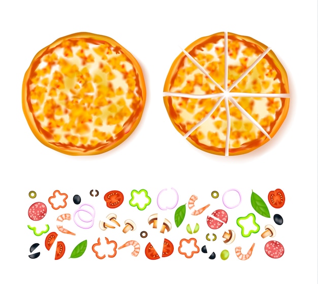 Vector gratuito composición de pizza vacía en rodajas