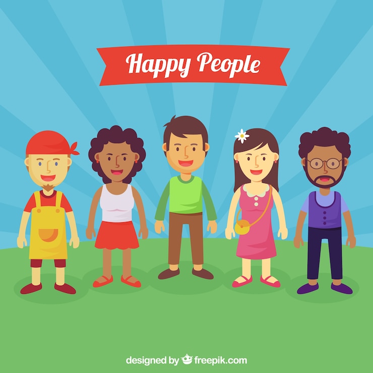 Vector gratuito composición plana con gente feliz