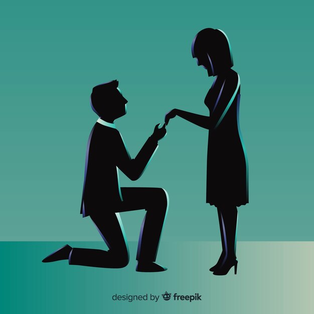 Composición de proposición de matrimonio con estilo de silueta